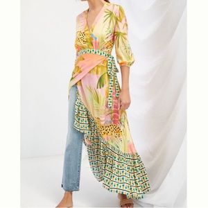 NWT Farm Rio for Anthropologie Tropical Wrap Maxi Dress